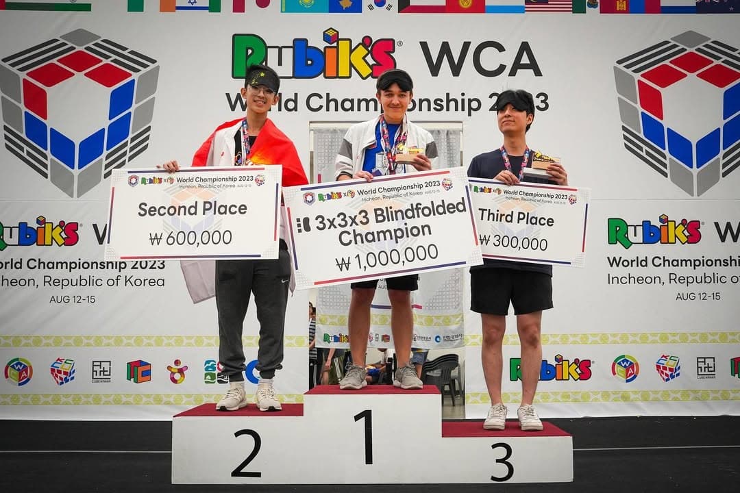 Tommy on the competition podium